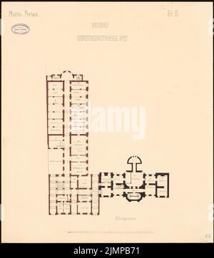 Schwatlo Carl (1831-1884), Logenhaus Royal York, Berlin (1880): Grundriss UG. Tusche Aquarell auf der Schachtel, 60,7 x 53,3 cm (inklusive Scan-Kanten) Schwatlo Carl (1831-1884): Logengebäude Royal York, Berlin Stockfoto