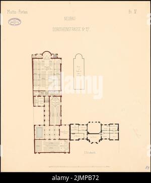 Schwatlo Carl (1831-1884), Logenhaus Royal York, Berlin (1880): Grundriss OG. Tusche Aquarell auf der Schachtel, 60,6 x 53,2 cm (inklusive Scan-Kanten) Schwatlo Carl (1831-1884): Logengebäude Royal York, Berlin Stockfoto