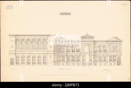 Schwatlo Carl (1831-1884), Logenhaus Royal York, Berlin (ohne dat.): Rückansicht. Tinte auf Papier, 58,8 x 94,3 cm (inklusive Scankanten) Schwatlo Carl (1831-1884): Logengebäude Royal York, Berlin Stockfoto