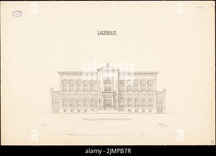 Schwatlo Carl (1831-1884), Logenhaus Royal York, Berlin (ohne dat.): Aussicht. Tinte auf Papier, 63 x 93,2 cm (inklusive Scankanten) Schwatlo Carl (1831-1884): Logengebäude Royal York, Berlin Stockfoto