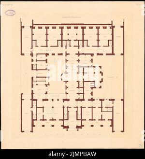 Schwatlo Carl (1831-1884), Logenhaus Royal York, Berlin (ohne dat.): Grundriss UG. Tusche Aquarell auf der Schachtel, 64,9 x 63 cm (inklusive Scan-Kanten) Schwatlo Carl (1831-1884): Logengebäude Royal York, Berlin Stockfoto