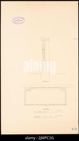 Hoffmann Emil (1845-1901), Erbbestattungen und Gräber (ohne Datum): Grundriß, Querschnitt, 1:25. Tusche Aquarell auf der Schachtel, 48,2 x 28,3 cm (inklusive Scan-Kanten) Hoffmann Emil (1845-1901): Ergebnisse und Grabmäler Stockfoto