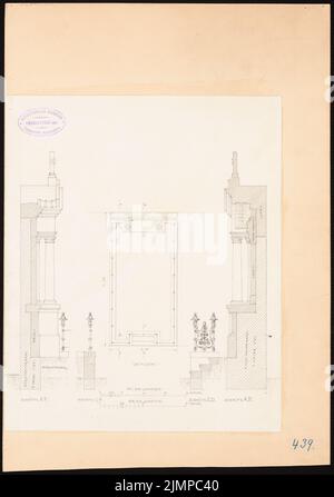 Hoffmann Emil (1845-1901), Erbbestattungen und Gräber (ohne Datum): Grundriß, Schnitte, 1:25, 1:50. Tusche auf Karton, 44,8 x 31,5 cm (inklusive Scankanten) Hoffmann Emil (1845-1901): Ergebnisse und Grabmäler Stockfoto