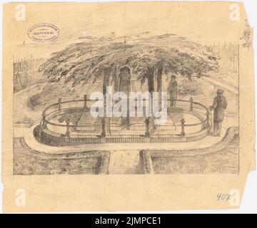 Hoffmann Emil (1845-1901), Erbbestattungen und Gräber (ohne Datum): Planinhalt N.N. nachgewiesen. Bleistift auf Papier, 30,1 x 36,1 cm (inklusive Scan-Kanten) Hoffmann Emil (1845-1901): Ergebnisse und Grabmäler Stockfoto