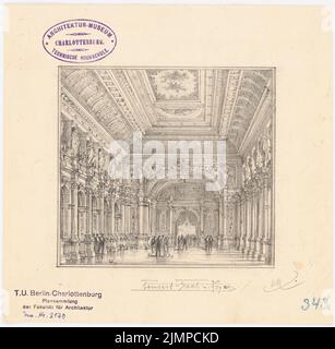 Hoffmann Emil (1845-1901), Theaterentwürfe (ohne Datum): Konzertsaal und Foyer. Bleistift auf Papier, 19,9 x 20,3 cm (inklusive Scankanten) Hoffmann Emil (1845-1901): Theater-Entwürfe Stockfoto