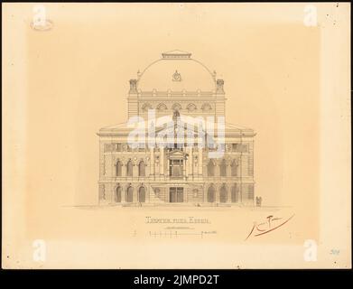 Hoffmann Emil (1845-1901), Theater in Essen (ohne Datum): Hauptansicht 1: 100. Tusche Aquarell auf der Schachtel, 52,2 x 68 cm (inklusive Scankanten) Hoffmann Emil (1845-1901): Theater, Essen Stockfoto