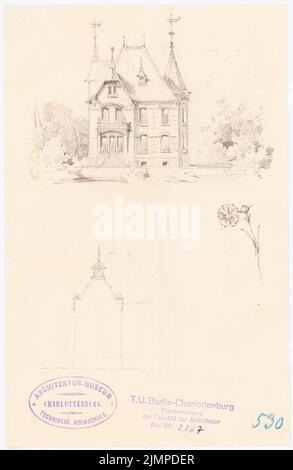 Hoffmann Emil (1845-1901), Villa (ohne dat.): Perspektivische Ansicht. Bleistift auf Papier, 22,9 x 14,9 cm (inklusive Scankanten) Hoffmann Emil (1845-1901): Villa Stockfoto