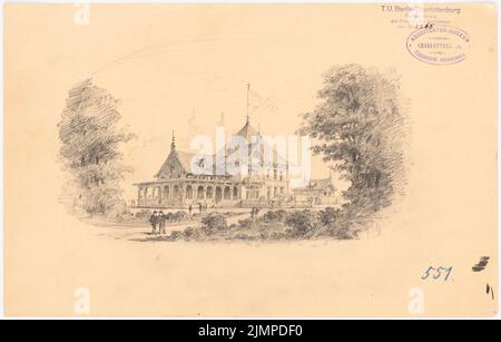 Hoffmann Emil (1845-1901), Villa (ohne dat.): Perspektivische Ansicht. Bleistift auf Papier, 21,4 x 33,6 cm (inklusive Scankanten) Hoffmann Emil (1845-1901): Villa Stockfoto