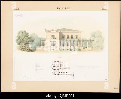 Hoffmann Emil (1845-1901), Villa (17. Juli 1869): Vorderansicht, Grundriß (siehe Inv.Nr. L 2331, S. Tusche Aquarell auf der Schachtel, 58,2 x 76 cm (inklusive Scan-Kanten) Hoffmann Emil (1845-1901): Villa Stockfoto