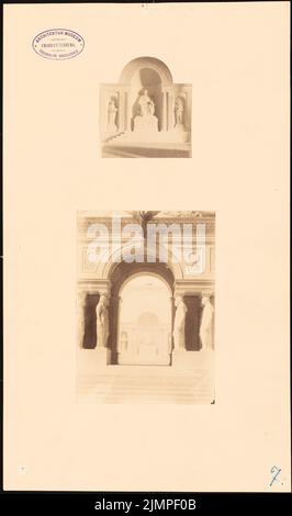 Hildebrand Adolf von (1847-1921), Kaiser-Wilhelm-I.-Denkmal in Berlin (ohne Dat.): Innenraum mit Blick auf die Statue Kaiser Wilhelms (2 Fotos des Modells). Foto auf Papier, 43,1 x 25,5 cm (inklusive Scankanten) Hildebrand Adolf von (1847-1921): Denkmal für Kaiser Wilhelm I., Berlin Stockfoto