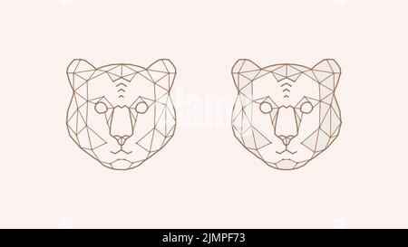 Polygonale Vektordarstellung eines Tigers. Abstraktes Tiger-Kopf-Symbol auf hellem Hintergrund isoliert. Geometrisches Wildkatzenlogo. Stockfoto