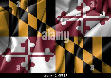 Maryland-Flagge, USA-Staatsflagge Maryland, Stoffflagge Maryland, 3D Arbeit und 3D Bild Stockfoto