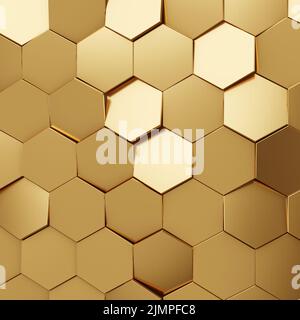 Futuristisch Gold sechseckigen Textur Hintergrund. 3D Rendern Stockfoto