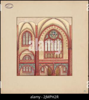 Spitta Max (1842-1902), Evangelische Erlöserkirche in Berlin-Rummelsburg (1890): Farbgebung des Querschiffs. Tusche Aquarell auf der Schachtel, 51,4 x 48,7 cm (inklusive Scankanten) Spitta Max (1842-1902): Evangelische Erlöserkirche, Berlin-Rummelsburg Stockfoto