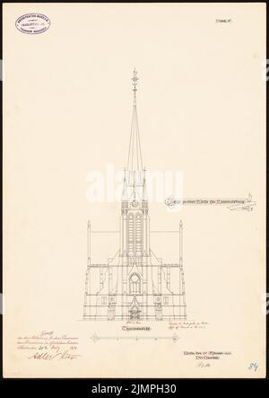 Spitta Max (1842-1902), Evangelische Erlöserkirche in Berlin-Rummelsburg (20. Februar 1890): Ansicht. Tinte auf Karton, 49,2 x 34,9 cm (inklusive Scankanten) Spitta Max (1842-1902): Evangelische Erlöserkirche, Berlin-Rummelsburg Stockfoto