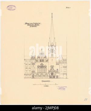 Spitta Max (1842-1902), Evangelische Golgathakirche in Berlin-Mitte (1894): Ansicht 1: 200. Tusche auf Transparent, 51,6 x 44,5 cm (inklusive Scankanten) Spitta Max (1842-1902): Evangelische Golgathakirche, Berlin-Mitte Stockfoto