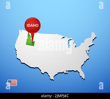 Idaho auf USA-Karte Stockfoto