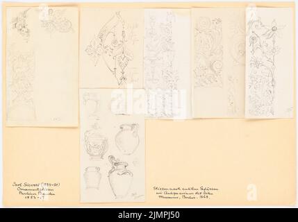 Sievers Carl (1834-1891), ornamentale Studien aus Berlin: Altes Museum auf der Museumsinsel, Berlin (1853-1853): Alte Gefäße. Bleistift auf Papier, 25,3 x 36,2 cm (inklusive Scan-Kanten) Sievers Carl (1834-1891): Ornamentstudien aus Berlin: Altes Museum auf der Museumsinsel, Berlin Stockfoto