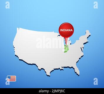 Indiana auf USA-Karte Stockfoto