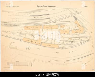 Weber Helmut, neuer Verpackungshof, Berlin-Moabit (1882-1885): Entwässerungsabteilung 1: 500. Lithographie auf Karton, 79,7 x 105,4 cm (inklusive Scan-Kanten) Weber Helmut : Neue Packhofanlage, Berlin-Moabit Stockfoto