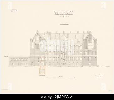 Diestel Georg (1854-1926), Pathologisches Institut der Charité, Berlin (1903-1905): Hauptgebäude: SW-Ansicht 1: 100. Lithographie auf Karton, 71,1 x 86,2 cm (inklusive Scan-Kanten) Diestel Georg (1854-1926): Pathologisches Institut der Charité, Berlin Stockfoto