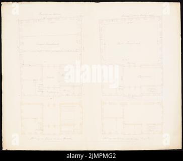 Knoblauch Eduard (1801-1865), Börse in Berlin (1855): Grundrisse. Tusche Aquarell, 59,8 x 72,6 cm (inklusive Scan-Kanten) Knoblauch Eduard (1801-1865): Börse, Berlin Stockfoto