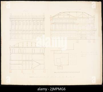 Knoblauch Eduard (1801-1865), Börse in Berlin (1855): Lageplan, Ansicht, Kürzungen. Tusche Aquarell, 60,4 x 72,6 cm (inklusive Scan-Kanten) Knoblauch Eduard (1801-1865): Börse, Berlin Stockfoto