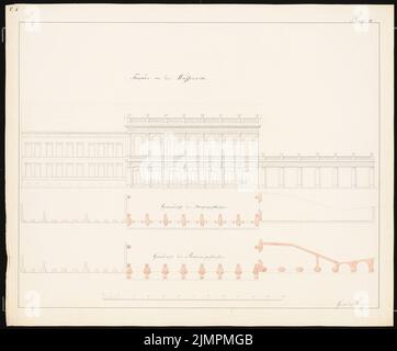 Knoblauch Eduard (1801-1865), Börse in Berlin (ca. 1853): Aussicht, Grundrisse. Tusche Aquarell, 58,6 x 70,7 cm (inklusive Scan-Kanten) Knoblauch Eduard (1801-1865): Börse, Berlin Stockfoto