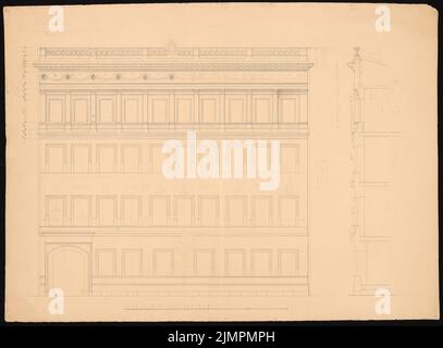 Knoblauch Eduard (1801-1865), Brandenburg, Berlin (1852?): Fassade, geschnitten. Tinte, 57,1 x 77,4 cm (inklusive Scankanten) Knoblauch Eduard (1801-1865): Brandenburgischer Provinziallandtag, Berlin Stockfoto