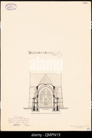 Hase Conrad Wilhelm (1818-1902), Evangelische Erlöserkirche in Berlin-Rummelsburg (05.01.1890): Querschnitt 1: 200. Tinte auf Karton, 49,7 x 34,8 cm (inklusive Scankanten) Hase Conrad Wilhelm (1818-1902): Evangelische Erlöserkirche, Berlin-Rummelsburg Stockfoto