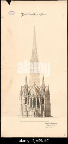 Hartel August (1844-1890), Protestationkirche Speyer (31.08.1884): Ostansicht 1: 160. Tusche Aquarell auf der Schachtel, 96,6 x 47,9 cm (inklusive Scankanten) Hartel August (1844-1890): Protestationskirche, Speyer Stockfoto