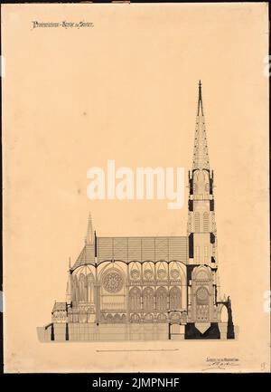 Hartel August (1844-1890), Protestationkirche Speyer (31.08.1884): Längsschnitt 1: 160. Tinte auf Karton, 97,1 x 70,6 cm (inklusive Scankanten) Hartel August (1844-1890): Protestationskirche, Speyer Stockfoto