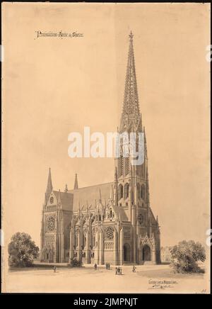 Hartel August (1844-1890), Protestationskirche Speyer (31.08.1884): Perspektive nach Westen. Tusche Aquarell auf der Schachtel, 97,5 x 70,2 cm (inklusive Scankanten) Hartel August (1844-1890): Protestationskirche, Speyer Stockfoto