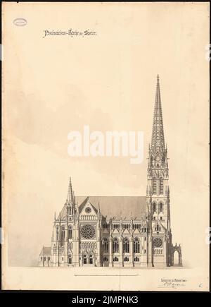 Hartel August (1844-1890), Protestationkirche Speyer (31.08.1884): Seitenansicht 1: 160. Tusche Aquarell auf der Schachtel, 97,3 x 70,4 cm (inklusive Scankanten) Hartel August (1844-1890): Protestationskirche, Speyer Stockfoto