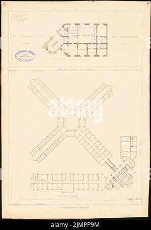 Herrmann Heinrich Ludwig Alexander (1821-1889), Hof in Breslau (ohne dat.): Übersichtsplan 2. Gleis- und Grundriß 2.og Seitenflügel Graepenstr. Bleistift auf Papier, 49,9 x 34,3 cm (inklusive Scankanten) Herrmann Heinrich Ludwig Alexander (1821-1889): Gericht, Breslau Stockfoto