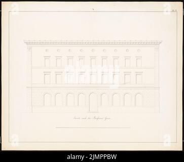 Knoblauch Eduard (1801-1865), Börse, Frankfurt/Main (1839): Facade. Tinte, 57,9 x 70,2 cm (inklusive Scankanten) Knoblauch Eduard (1801-1865): Börse, Frankfurt/Main Stockfoto