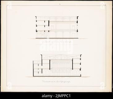 Knoblauch Eduard (1801-1865), Börse, Frankfurt/Main (1839): Cuts. Tusche Aquarell, 57,8 x 70,3 cm (inklusive Scan-Kanten) Knoblauch Eduard (1801-1865): Börse, Frankfurt/Main Stockfoto