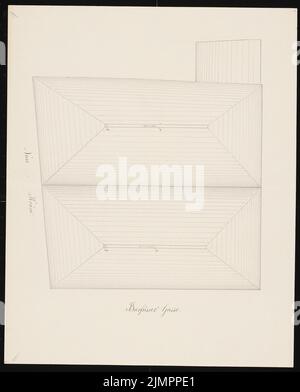 Knoblauch Eduard (1801-1865), Börse, Frankfurt/Main (1839): Dachüberwachung. Tinte, 44,2 x 35,6 cm (inklusive Scankanten) Knoblauch Eduard (1801-1865): Börse, Frankfurt/Main Stockfoto