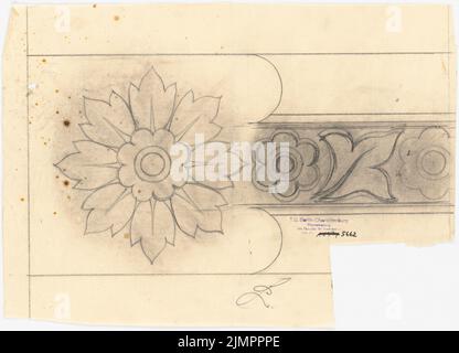 Lehmübner Paul (1855-1916), Gesundheit und Siechenhaus in Brüssow. Gültiger Entwurf (1899-1899): Pommes mit pflanzlichen Ornamenten. Bleistift auf Transparent, 29,9 x 41,5 cm (inklusive Scankanten) Lehmstübner Paul (1855-1916): Kranken- und Siechenhaus, Brüssow. Gültiger Ausführungsentwurf Stockfoto