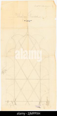 Lehmübner Paul (1855-1916), Gesundheit und Siechenhaus in Brüssow. Gültiger Ausführungsentwurf (1899-1899): Windfang, Fensteransicht. Bleistift auf Transparent, 97,4 x 49,9 cm (inklusive Scankanten) Lehmstübner Paul (1855-1916): Kranken- und Siechenhaus, Brüssow. Gültiger Ausführungsentwurf Stockfoto