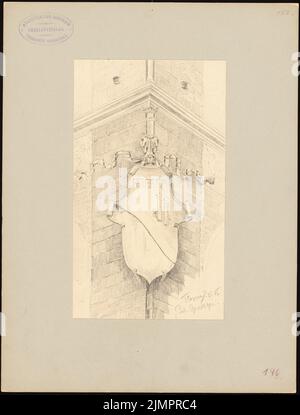 Hoffmann Emil (1845-1901), Palazzo Guadagni in Florenz (15. Juni 1894): Wappen. Bleistift auf Papier, 32,5 x 24,6 cm (inklusive Scankanten) Hoffmann Emil (1845-1901): Palazzo Guadagni, Florenz Stockfoto