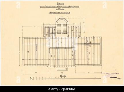 Lehmübner Paul (1855-1916), Gesundheit und Siechenhaus in Brüssow. Heutiger Entwurf (1899): Balkenschichten des Erdgeschosses 1: 100. Tusche auf Transparent, 28 x 40,3 cm (inklusive Scankanten) Lehmstübner Paul (1855-1916): Kranken- und Siechenhaus, Brüssow. Vorentwurf Stockfoto