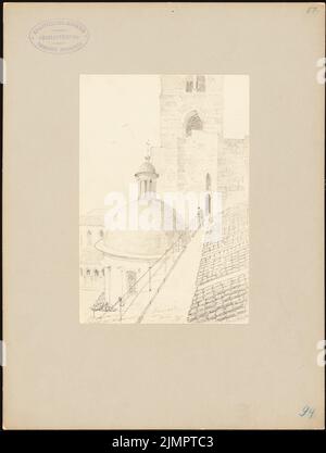 Hoffmann Emil (1845-1901), Kathedrale in Monreale (1894): Dachdetic. Bleistift auf Papier, 32,4 x 24,5 cm (inklusive Scankanten) Hoffmann Emil (1845-1901): Dom, Monreale Stockfoto