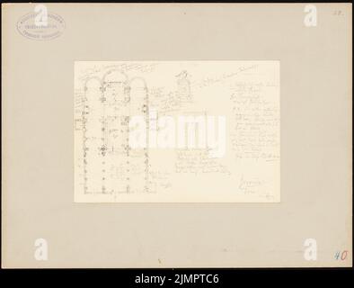 Hoffmann Emil (1845-1901), Kathedrale in Girgenti (1894): Lageplan, Details. Bleistift auf Papier, 24,7 x 32,4 cm (inklusive Scankanten) Hoffmann Emil (1845-1901): Dom, Girgenti Stockfoto