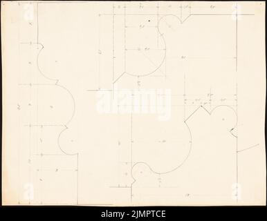 Lehmstübner Paul (1855-1916), Rathaus in Alsfeld (1897): Profile 1: 1. Bleistift auf der Schachtel, 35,3 x 45,5 cm (inklusive Scankanten) Lehmstübner Paul (1855-1916): Rathaus, Alsfeld Stockfoto