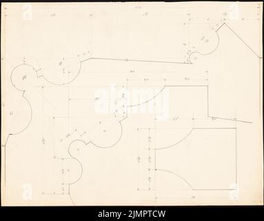 Lehmstübner Paul (1855-1916), Rathaus in Alsfeld (1897): Profile 1: 1. Bleistift auf der Schachtel, 35,5 x 45,3 cm (inklusive Scankanten) Lehmstübner Paul (1855-1916): Rathaus, Alsfeld Stockfoto