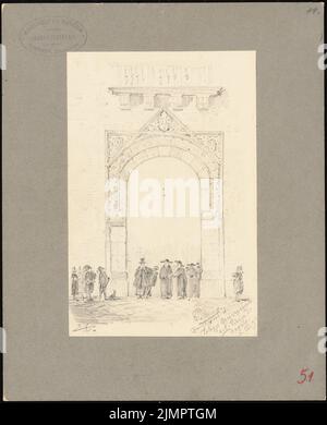 Hoffmann Emil (1845-1901), Palazzo Arcivescoala in Palermo (01.04.1894): Hauptportal. Bleistift auf Papier, 26,7 x 21,6 cm (inklusive Scankanten) Hoffmann Emil (1845-1901): Palazzo Arcivescoala, Palermo Stockfoto