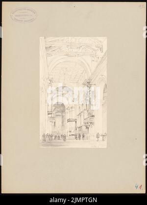 Hoffmann Emil (1845-1901), Kathedrale in Girgenti (1894): Innen. Bleistift auf Papier, 32,7 x 24,7 cm (inklusive Scankanten) Hoffmann Emil (1845-1901): Dom, Girgenti Stockfoto