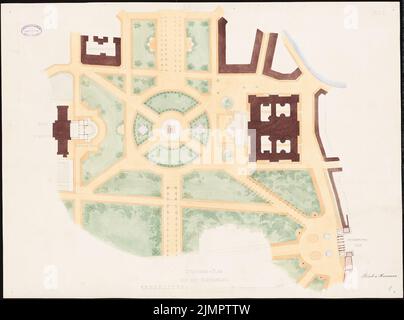 Strack & Herrmann, Reichstag, Berlin. Erster Wettbewerb (1872): Je nach Plan Königsplatz 1: 1000. Bleistift und Tinte Aquarell auf der Schachtel, 66,3 x 89,2 cm (inklusive Scankanten) Strack & Herrmann : Reichstag, Berlin. Erster Wettbewerb Stockfoto