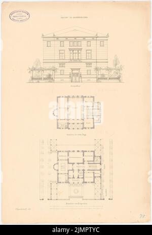 Raschdorff Julius (1823-1914), Casino, Saarbrücken (ca. 1864): Grundriss EG und OG, Blick. Tusche, Bleistift-Aquarell auf der Schachtel, 50,1 x 34 cm (inklusive Scan-Kanten) Raschdorff Julius (1823-1914): Casino, Saarbrücken Stockfoto